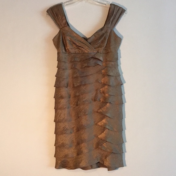 London Times Dresses & Skirts - London Times Formal Metallic Midi Bronze Dress